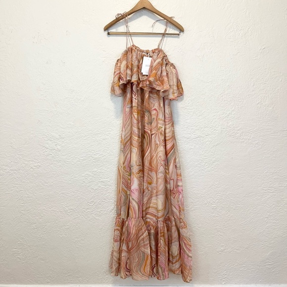 & OTHER STORIES Dress Voluminous Tiered Maxi Marble 10 - Picture 3 of 9